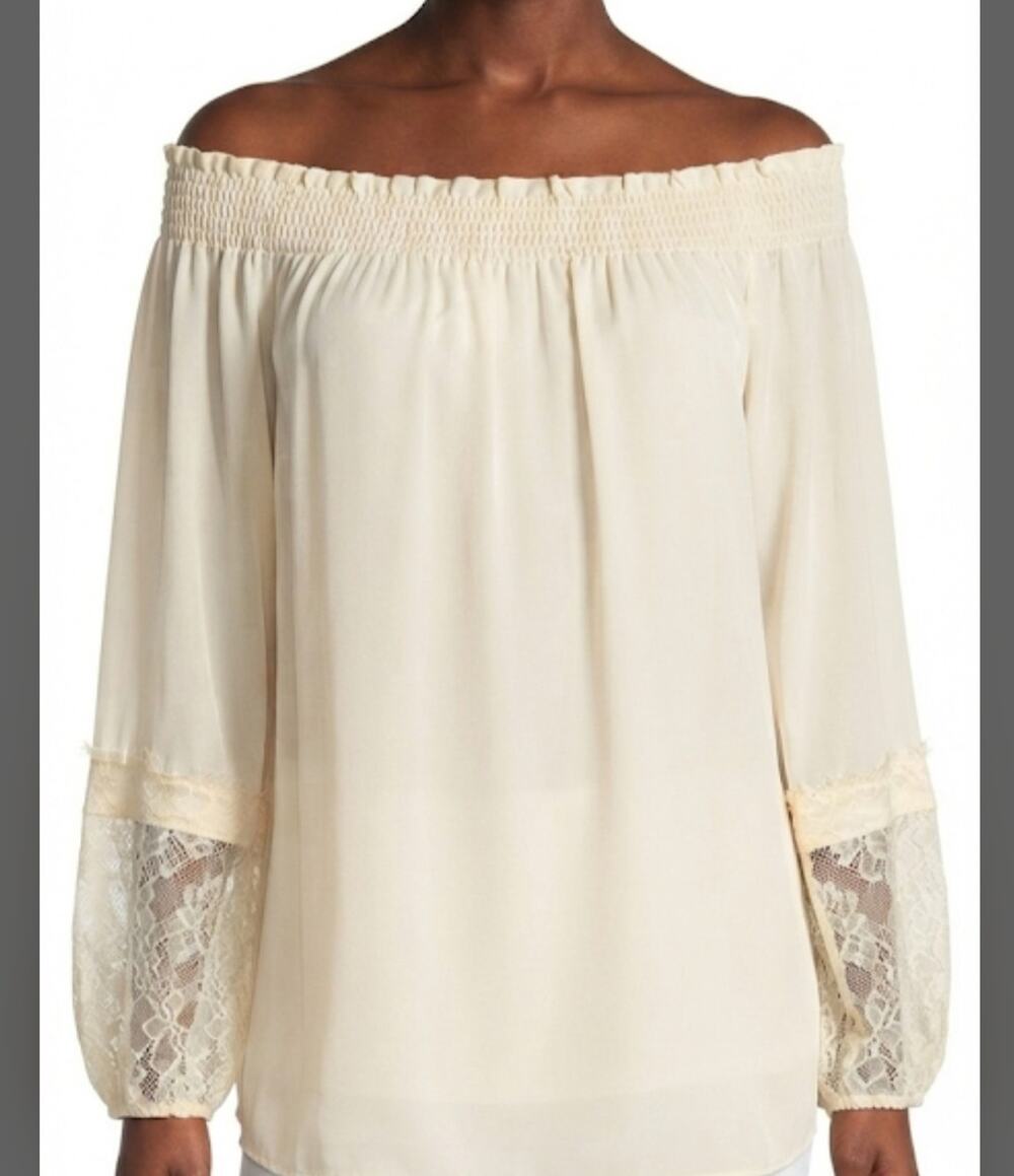 NWOT Kobi Halperin Ashlyn Ivory 100% Silk Blouse Size SMALL Designer Luxury